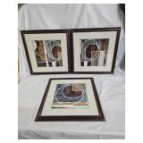 3 Piece Set of Signed Abstract Art