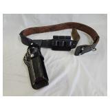 Leather Pistol Holster and Belt