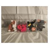 4 Ty Beanie Babies with Cases