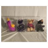 4 Ty Beanie Babies with Cases