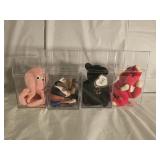 4 Ty Beanie Babies with Cases