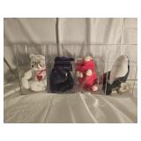 4 Ty Beanie Babies with Cases