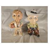 2 Vintage Atlantic Mold Ceramic Figures
