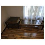 Modern Cane And Glass Top Coffee and End Table