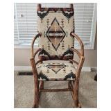 Rustic Amish Hickory Log Hoop Rocking Chair