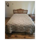 Keller Oak Cane Panel Queen Bed with Mattress