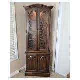 Ethan Allen Lighted Curio Cabinet With Fretwork
