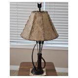 Rustic Bow and Arrow Table Lamp w Stitched Shade