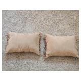 2 Newport Faux Suede Fringed Accent Pillows