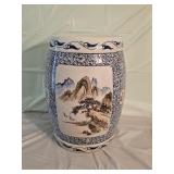 Chinese Blue & White Chinoiserie Porc. Garden Seat