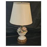 Vintage Capodimonte Style Porcelain Floral Lamp