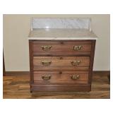 Antique Walnut Vict. Eastlake Marble Top Dresser
