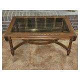 Oak Drop Leaf Coffee Table with Beveled Glass