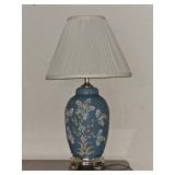 Enamel Decorated Blue Glass Table Lamp