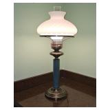 Vintage Brass Table Lamp with Milk Glass Shade