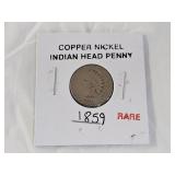 1859 Copper Nickel Indian Head Penny