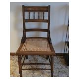 Antique Victorian Walnut Cane Bottom Side Chair