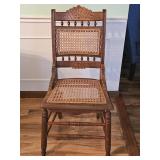 Antique Victorian Oak Cane Back & Bottom Chair