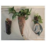 3 Signed Pottery Wall Pockets