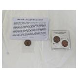 1909 VDB Lincoln Head Cent, 2 Old Wheat Cents