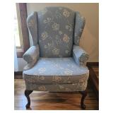 LT Designs Wing Back Side Chair with Mahogany Legs