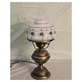 Brass Table Lamp with HP Milk Glass Shade