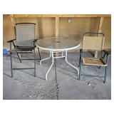 Patio Table, 2 Folding Chairs