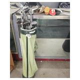 Golf Clubs and Vintage Golf Bag