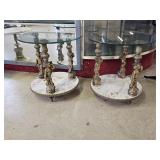 2 Hollywood Regency Cherub Glass Top Accent Tables