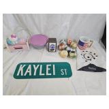 Pyrex, Bocce Balls, Street Sign, Alarm Clock, Egg