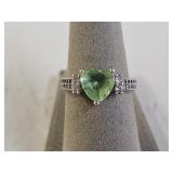 Sterling Silver Green CZ Heart Ring