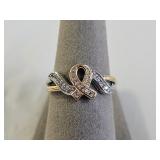 Sterling Silver 2 Tone Breast Cancer Ribbon Ring