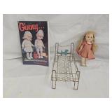Vintage Metal Bed, Doll and Doll Book