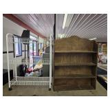Metal Rolling Organizer Cart, Wood Wall Shelf