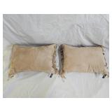 2 Newport Faux Suede Fringed Accent Pillows