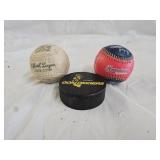 Toledo Goaldiggers Puck, 2 Baseballs