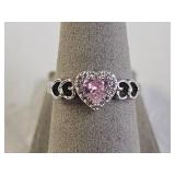 Sterling Silver Pink CZ Heart Ring