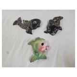 Vintage MCM Ceramic & Chalkware Fish Wall Plaques