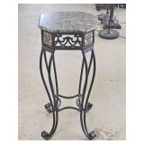 Vintage Style Marble Top Wrought Iron Plant Stand