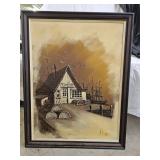 Adams Signed Harbor Oil on Canvas