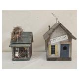 2 Wood Decorative Birdhouses