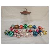 28 Vintage Christmas Ornaments, Glass Cookie Jar