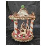 Vtg Musical Celluloid & Styrofoam Xmas Carousel