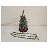 Vtg Glass Ornaments & Garland, Faux Feather Tree