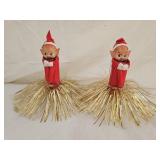 2 Vintage Japan Pixie Elf Christmas Tree Ornaments
