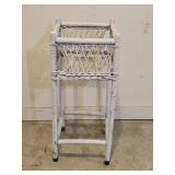 Antique Wicker White Painted Plant Stand