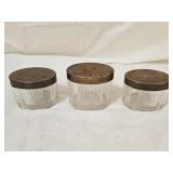 3 Vintage Art Deco Powder Jars