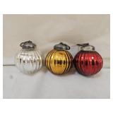 3 Antique Kugel Mercury Glass Ornaments