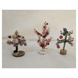 3 Vintage Miniature Christmas Trees