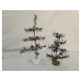 Vintage Japan Aluminum Tinsel & Faux Feather Trees